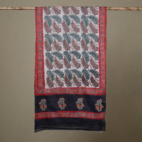 Block Print Handloom Tussar Silk Bengal Kantha Work Stole 40