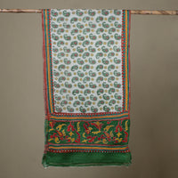 Block Print Handloom Tussar Silk Bengal Kantha Work Stole 39