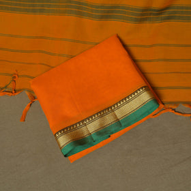 Orange - Dharwad Woven Mercerised Cotton 3pc Unstitched Dress Material Suit Set 59