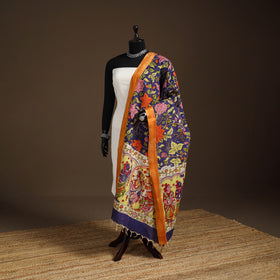 Srikalahasti Pen Work Kalamkari Bangalore Silk Figure Handpainted Dupatta 48
