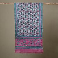 Block Print Handloom Tussar Silk Bengal Kantha Work Stole 37