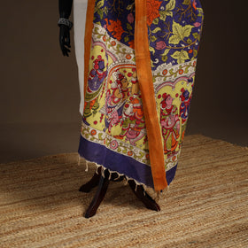 Srikalahasti Pen Work Kalamkari Bangalore Silk Figure Handpainted Dupatta 48