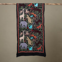 Black - Handloom Silk Bengal Kantha Work Stole 30