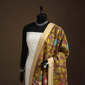 Srikalahasti Pen Work Kalamkari Bangalore Silk Figure Handpainted Dupatta 50