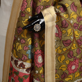 Srikalahasti Pen Work Kalamkari Bangalore Silk Figure Handpainted Dupatta 50