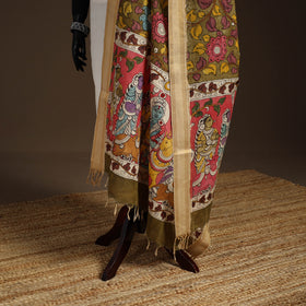 Srikalahasti Pen Work Kalamkari Bangalore Silk Figure Handpainted Dupatta 50