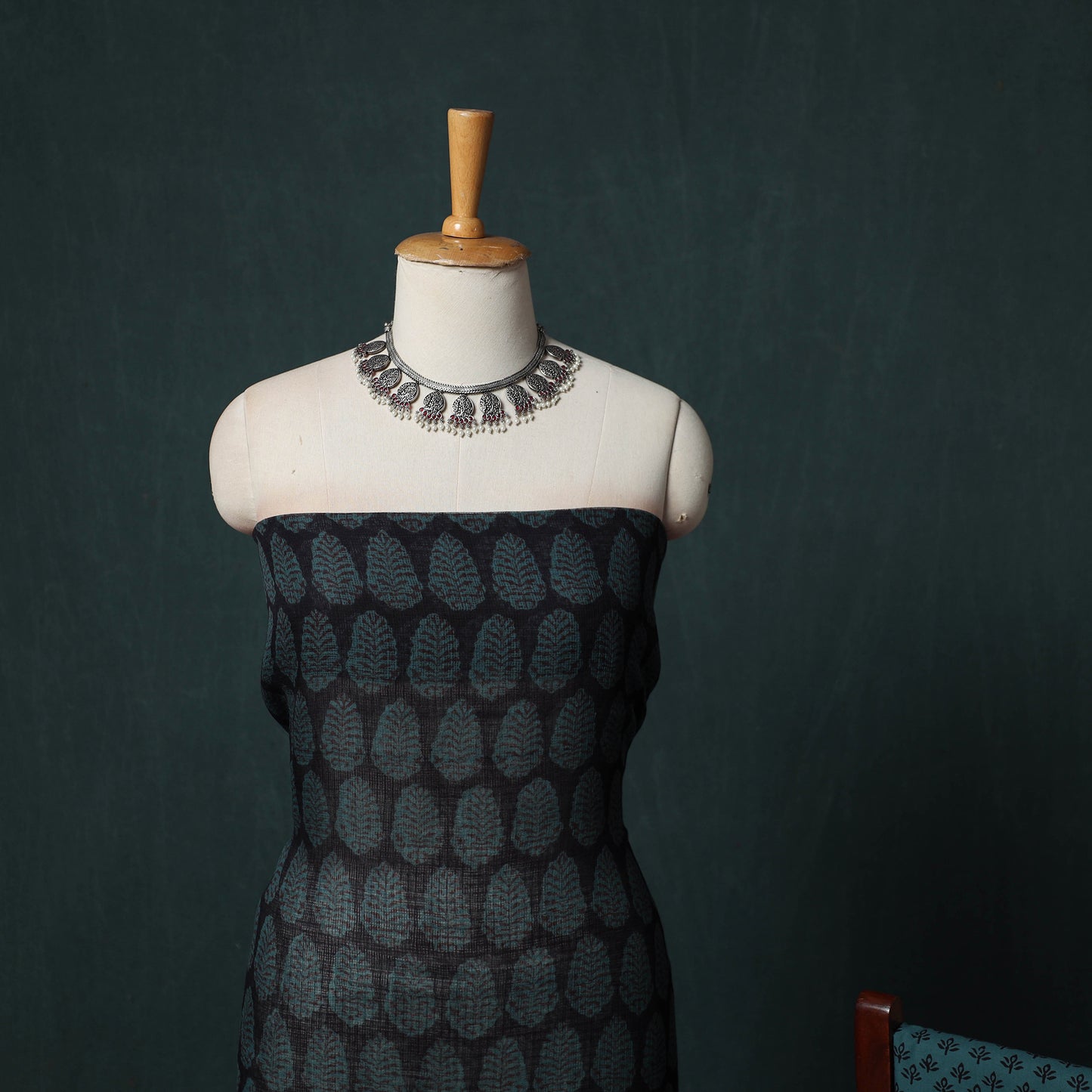 Bagh Hand Block Print Natural Dyed Kota Doria Cotton 3pc Unstitched Dress Material Suit Set 28