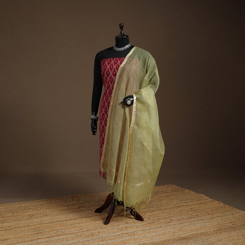 Yellow - Plain Double Shade Cotton Kota Doria Dupatta 01