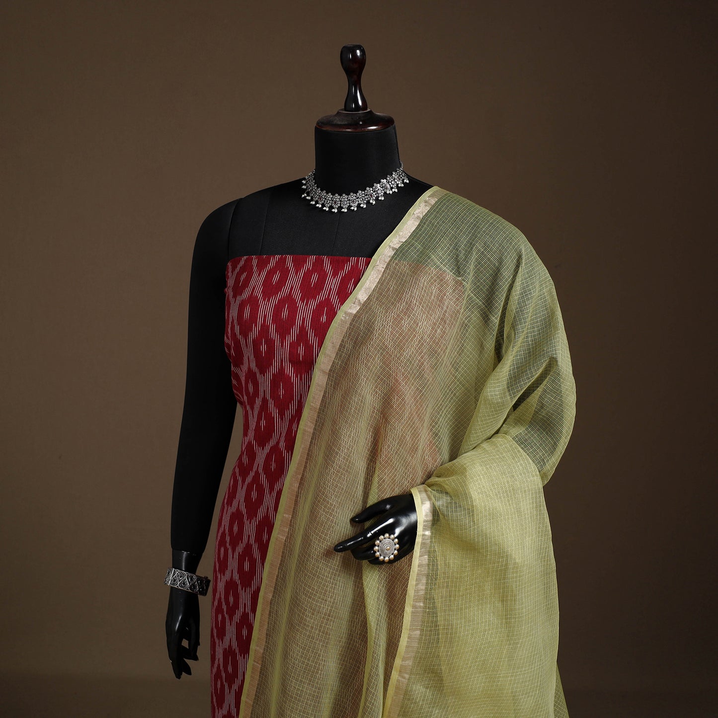 Plain Double Shade Cotton Kota Doria Dupatta 01