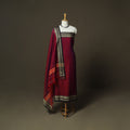 Red - Dharwad Woven Mercerised Cotton 3pc Unstitched Dress Material Suit Set 61