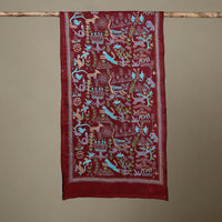 Maroon - Handloom Silk Bengal Kantha Work Stole 17