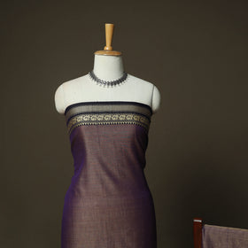 Brown - Dharwad Woven Mercerised Cotton 3pc Unstitched Dress Material Suit Set 62