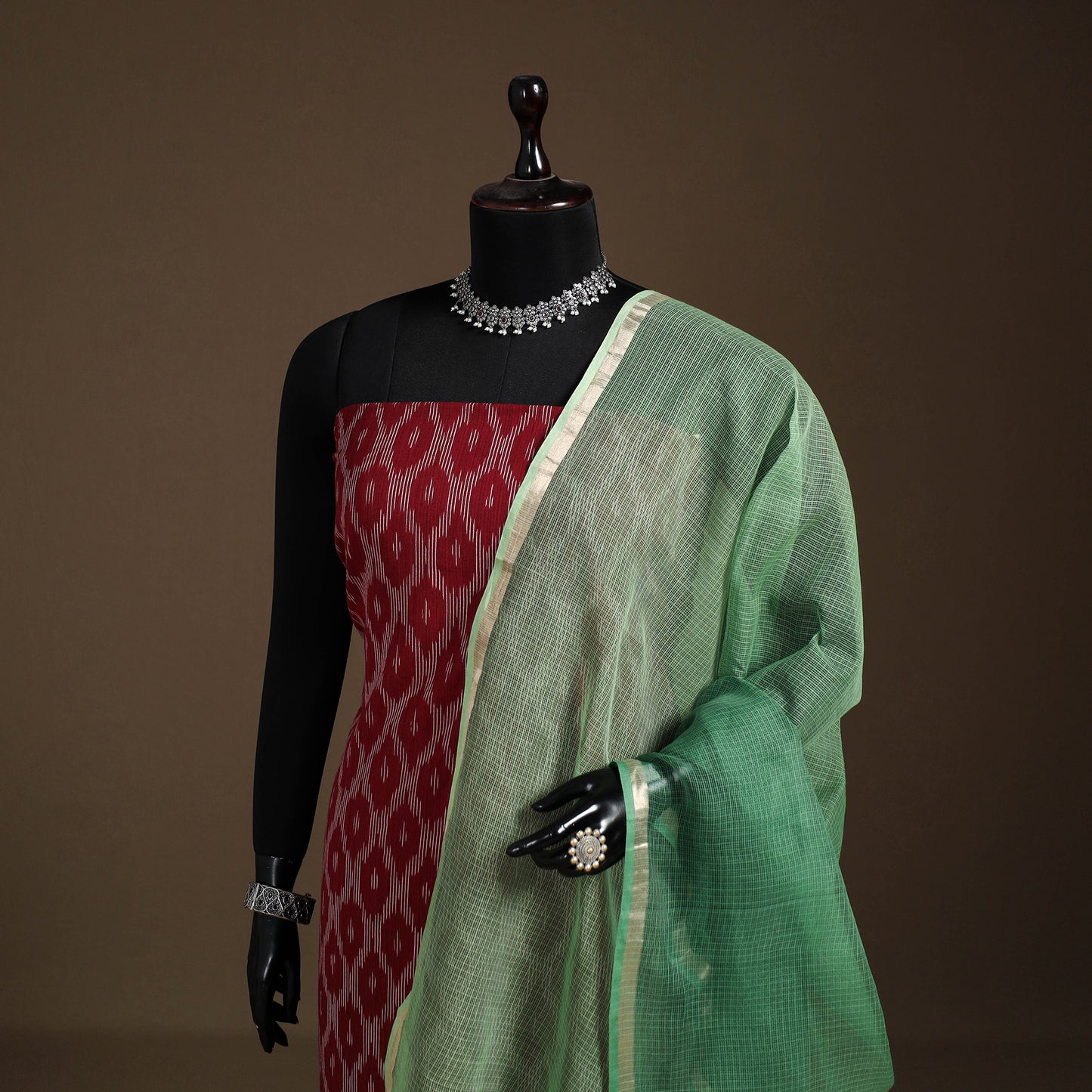 Plain Double Shade Cotton Kota Doria Dupatta 02