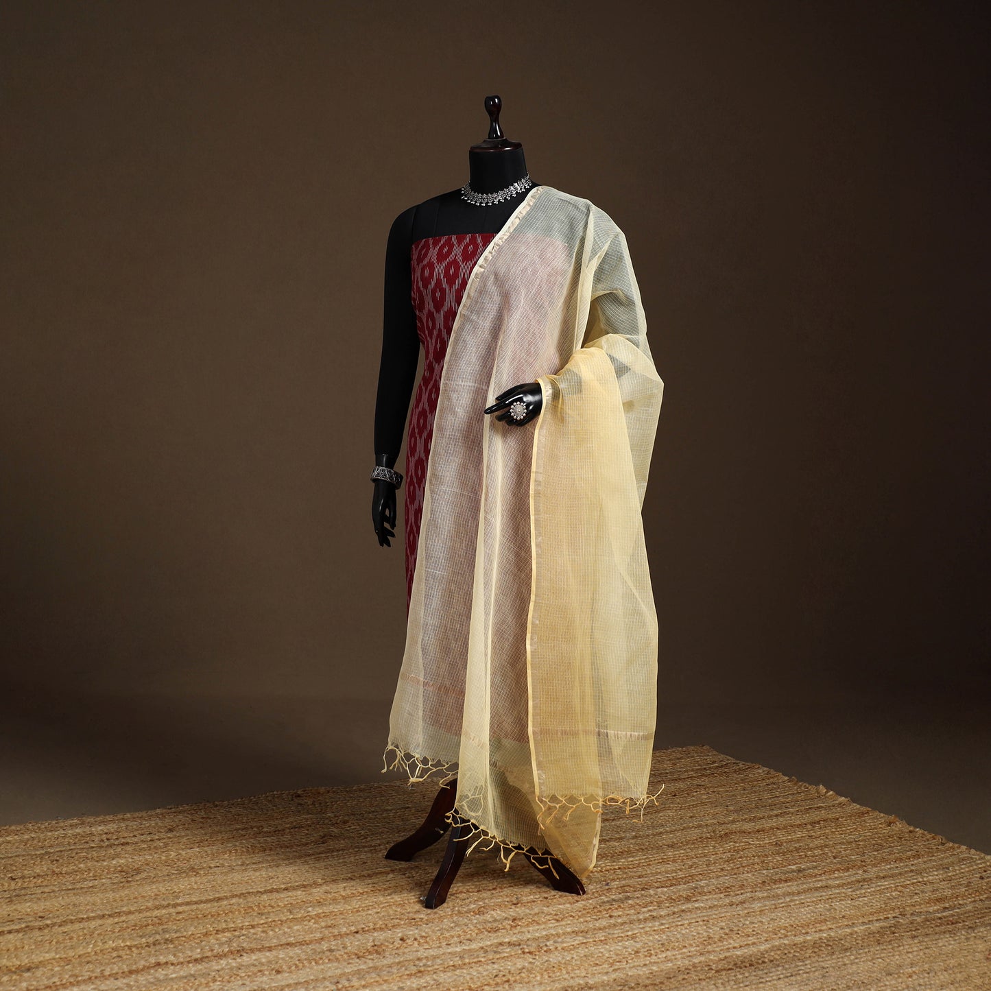 Plain Double Shade Cotton Kota Doria Dupatta 03