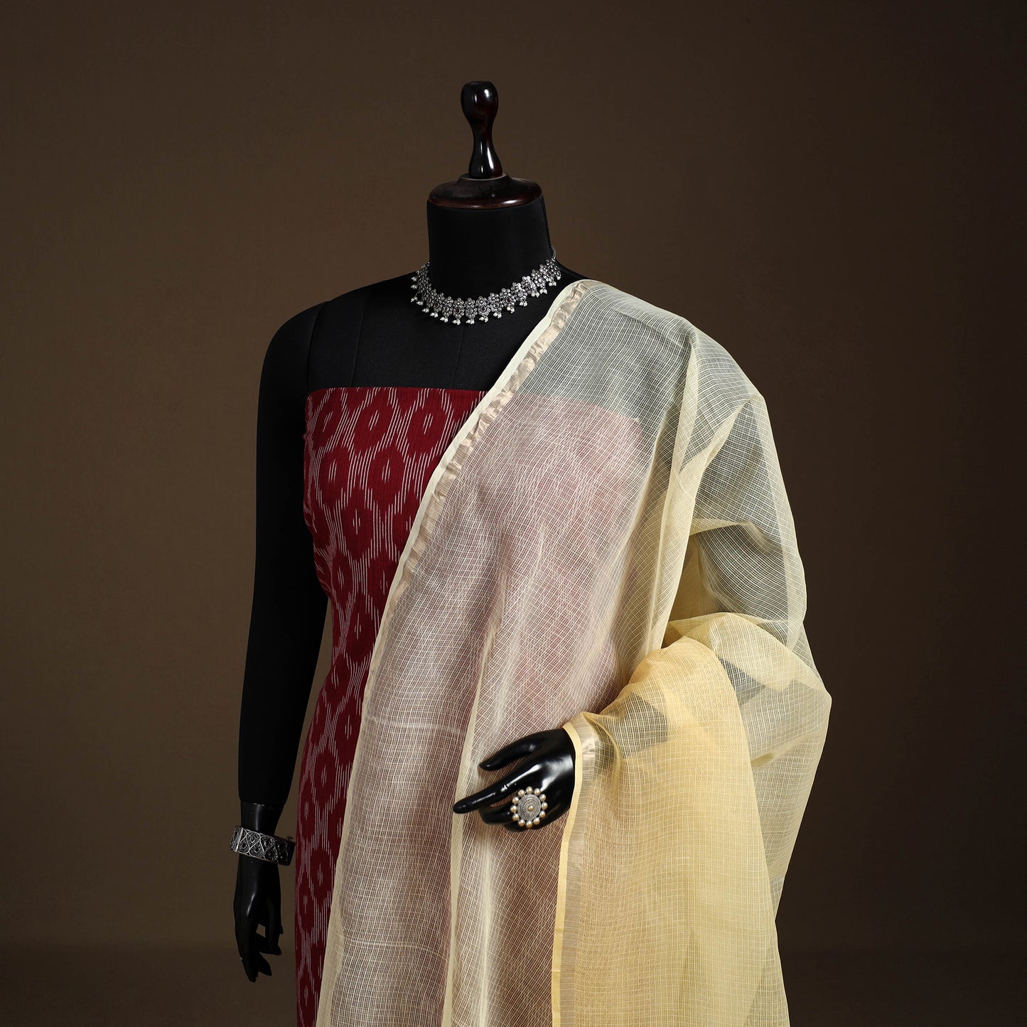 Plain Double Shade Cotton Kota Doria Dupatta 03