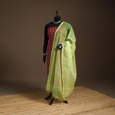 Green - Plain Double Shade Cotton Kota Doria Dupatta 04