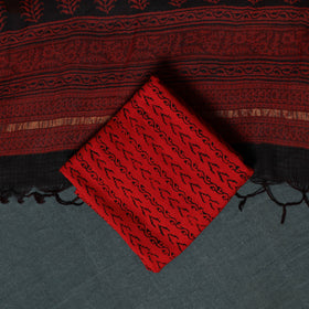 Bagh Hand Block Print Natural Dyed Kota Doria Cotton 3pc Unstitched Dress Material Suit Set 30