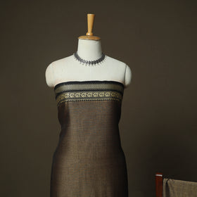 Brown - Dharwad Woven Mercerised Cotton 3pc Unstitched Dress Material Suit Set 64