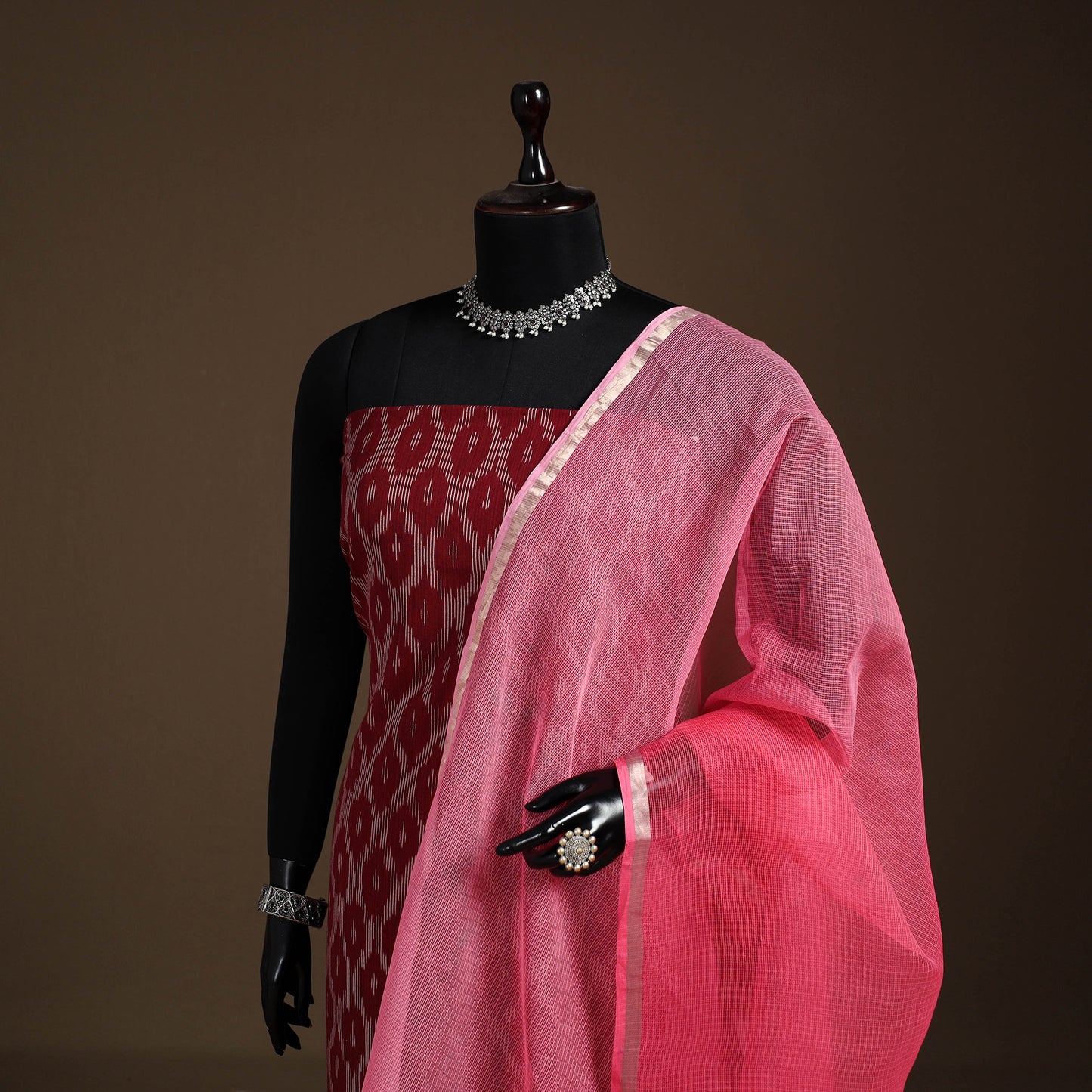 Plain Double Shade Cotton Kota Doria Dupatta 05