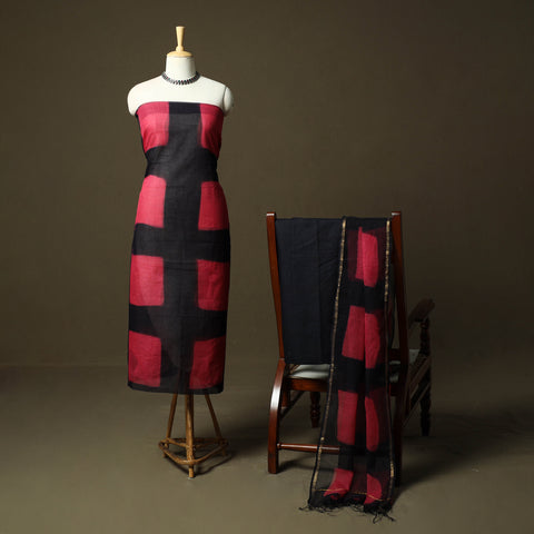 Kota Doria Cotton Shibori Tie-Dye 3pc Unstitched Dress Material 11