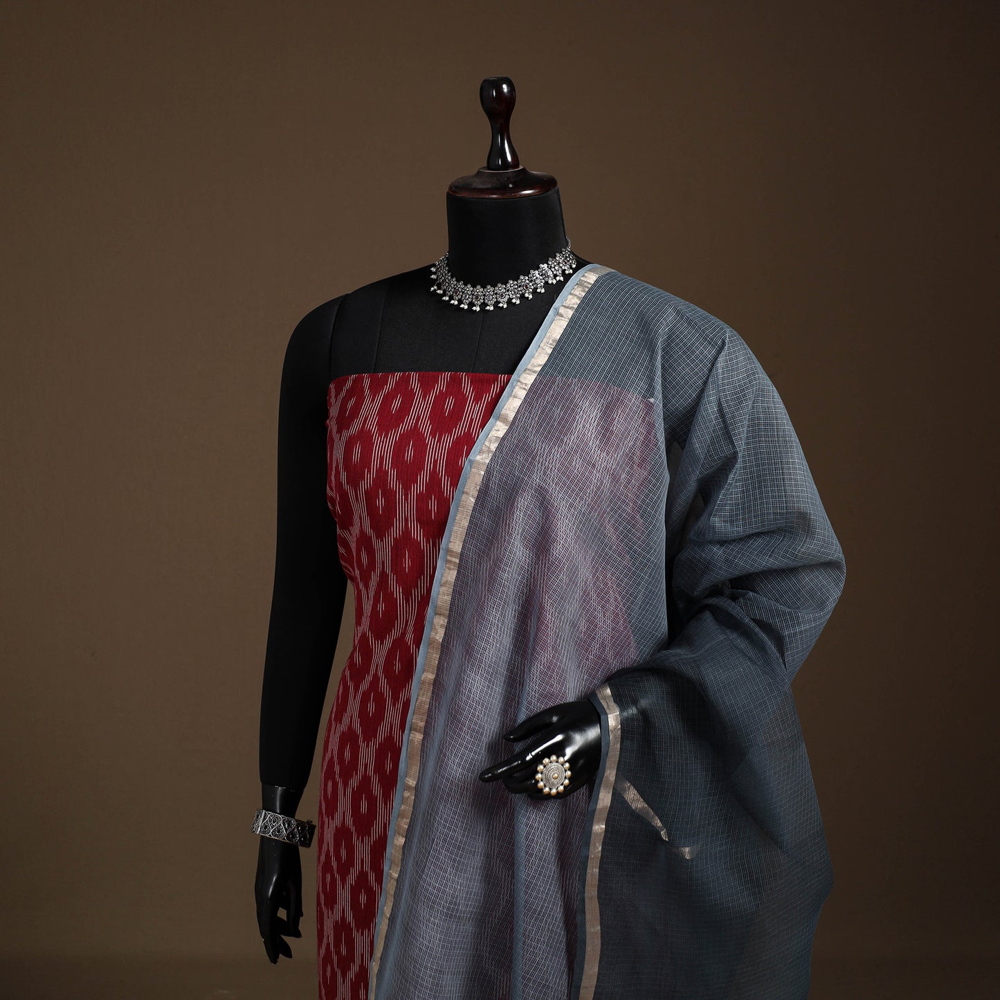 Plain Double Shade Cotton Kota Doria Dupatta 06