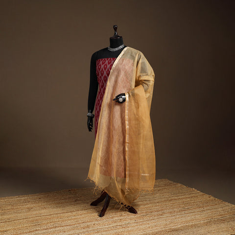 Beige - Plain Double Shade Cotton Kota Doria Dupatta 07