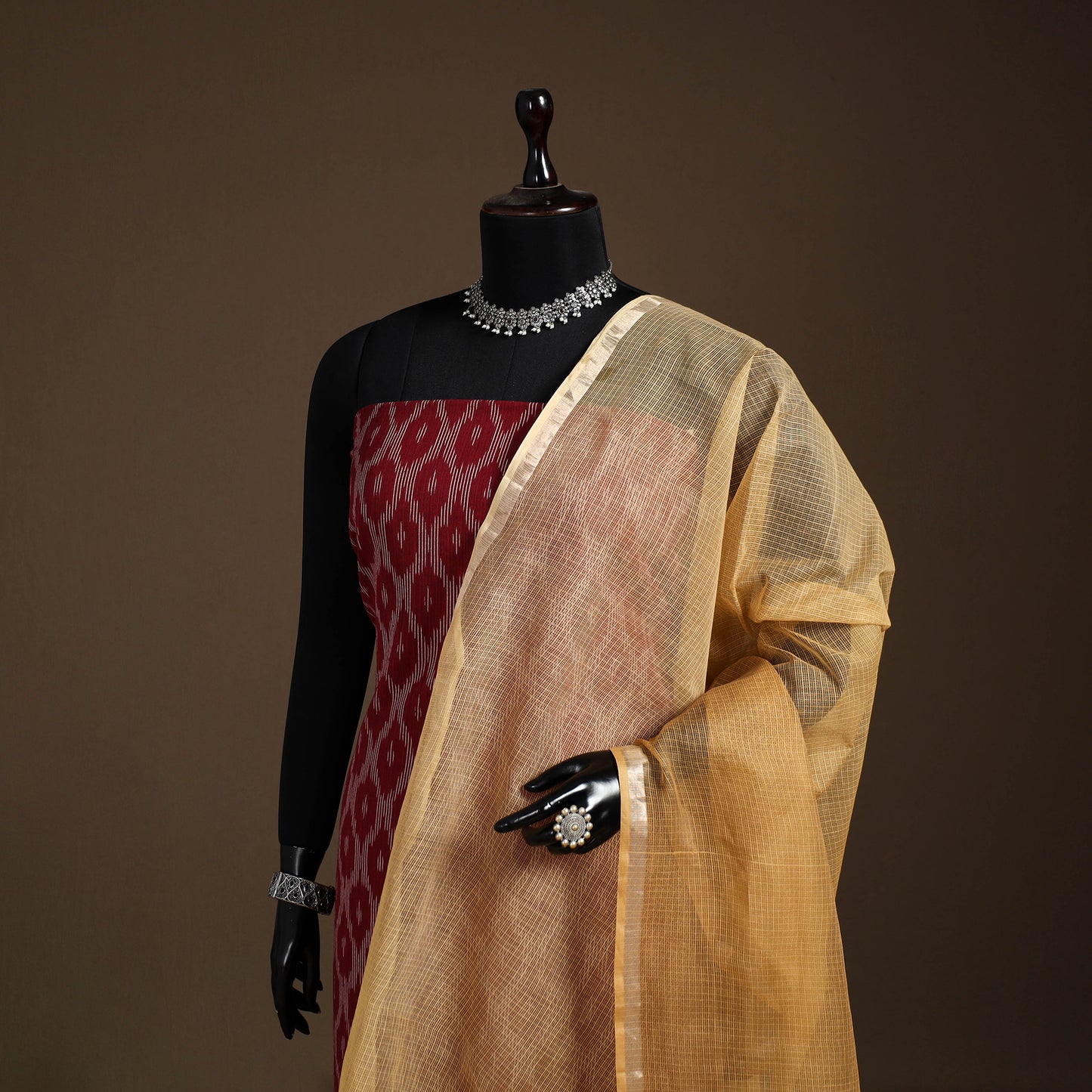Plain Double Shade Cotton Kota Doria Dupatta 07
