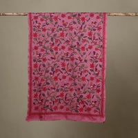 Pink - Handloom Silk Bengal Kantha Work Stole 20