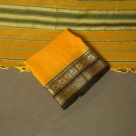 Yellow - Dharwad Woven Mercerised Cotton 3pc Unstitched Dress Material Suit Set 65
