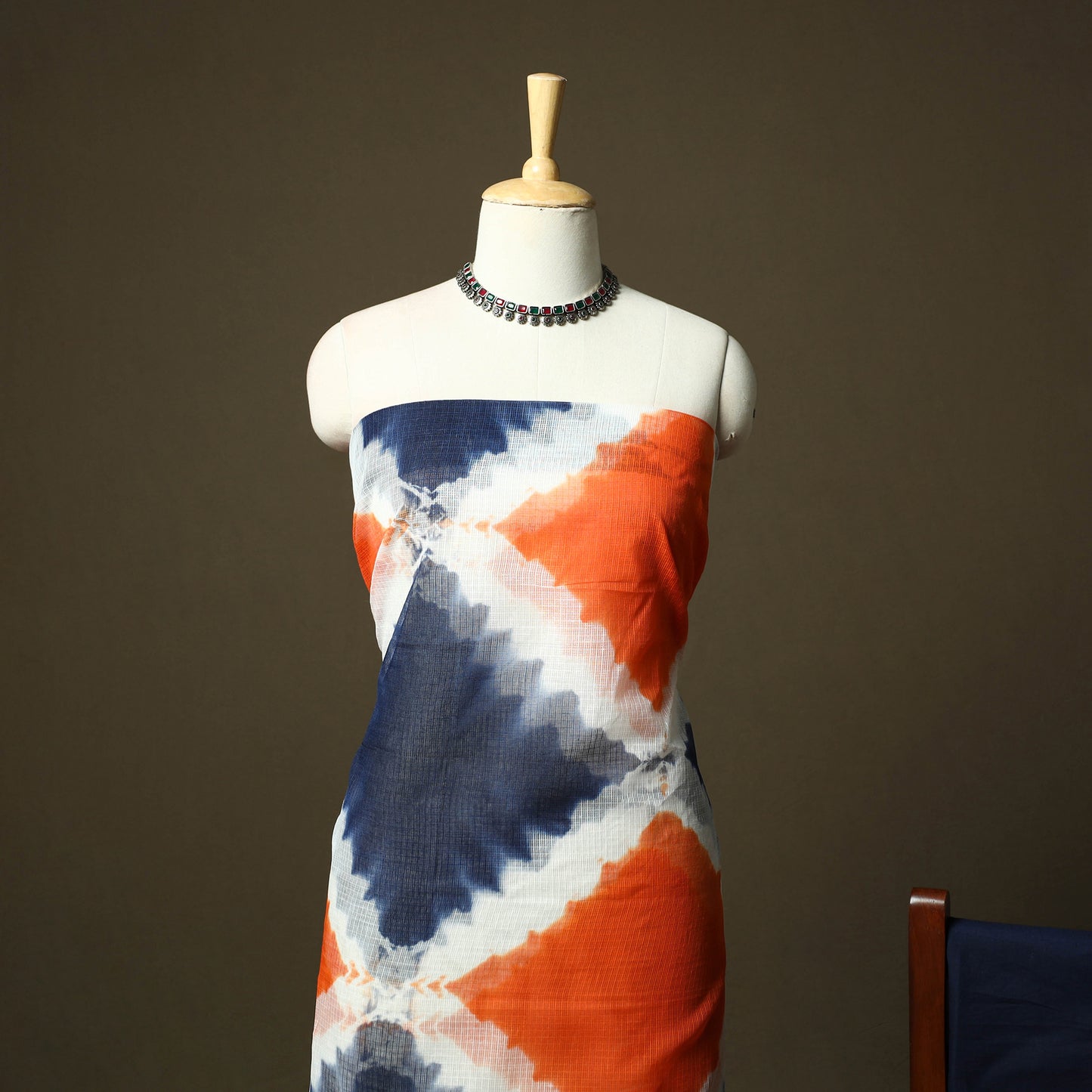 Kota Doria Cotton Shibori Tie-Dye 3pc Unstitched Dress Material 12