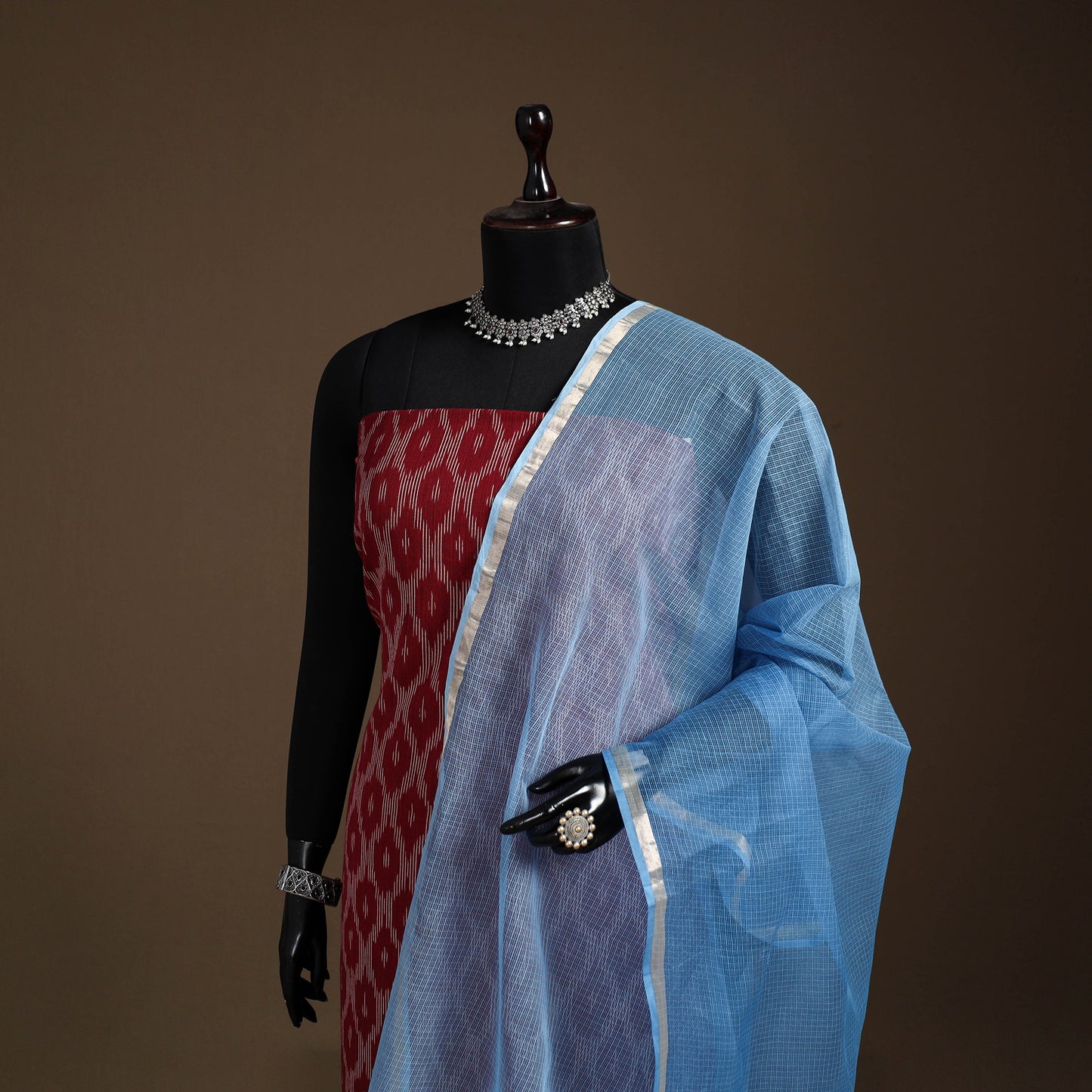 Plain Double Shade Cotton Kota Doria Dupatta 08