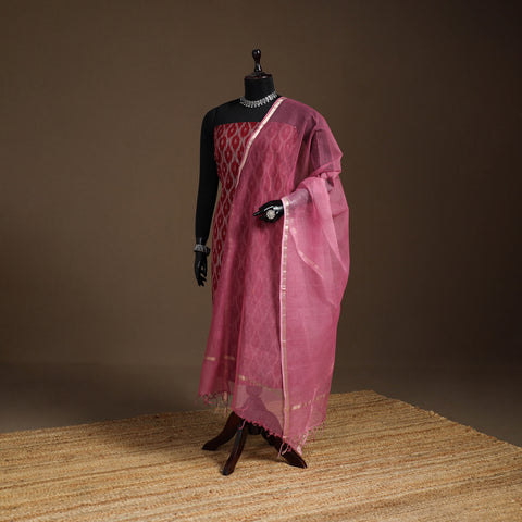 Pink - Plain Double Shade Cotton Kota Doria Dupatta 09