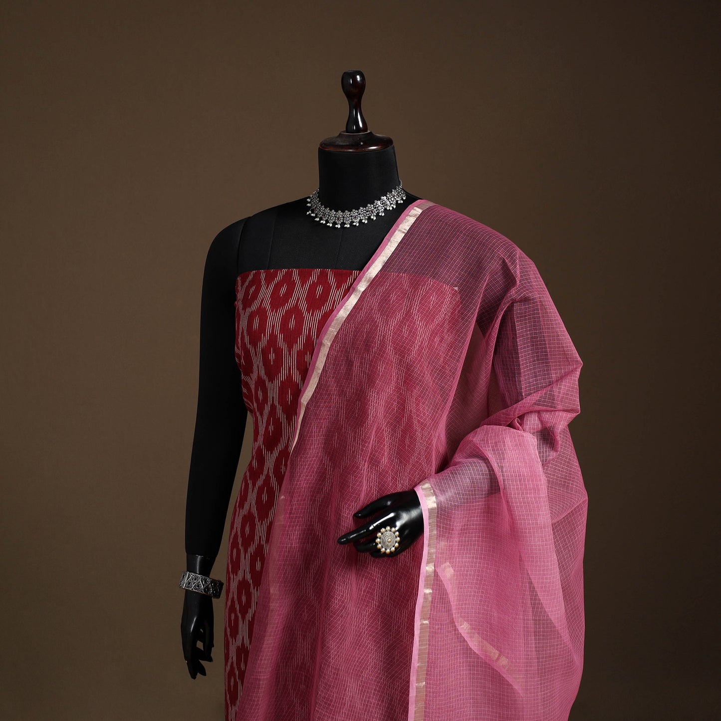 Plain Double Shade Cotton Kota Doria Dupatta 09
