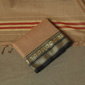 Brown - Dharwad Woven Mercerised Cotton 3pc Unstitched Dress Material Suit Set 67