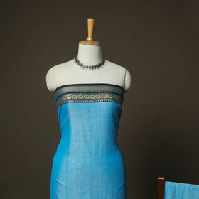 Blue - Dharwad Woven Mercerised Cotton 3pc Unstitched Dress Material Suit Set 69