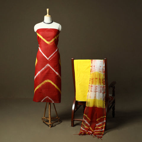 Kota Doria Cotton Shibori Tie-Dye 3pc Unstitched Dress Material 15