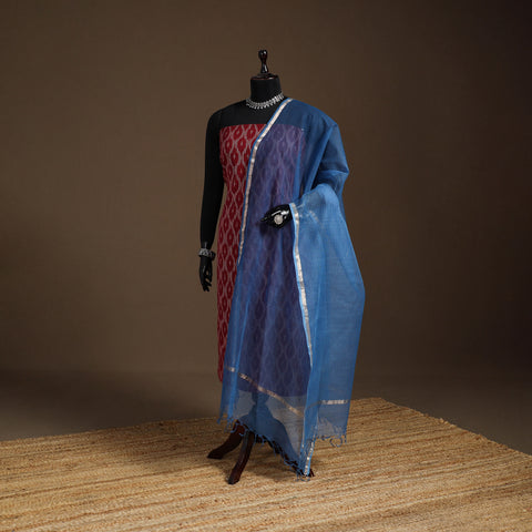 Blue - Plain Double Shade Cotton Kota Doria Dupatta 11