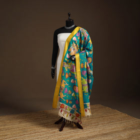 Srikalahasti Pen Work Kalamkari Bangalore Silk Figure Handpainted Dupatta 51