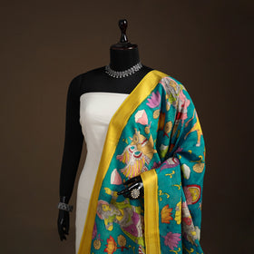 Srikalahasti Pen Work Kalamkari Bangalore Silk Figure Handpainted Dupatta 51