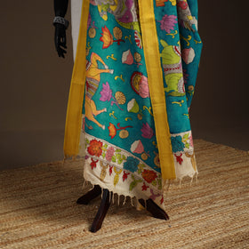 Srikalahasti Pen Work Kalamkari Bangalore Silk Figure Handpainted Dupatta 51