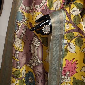 Srikalahasti Pen Work Kalamkari Bangalore Silk Figure Handpainted Dupatta 52