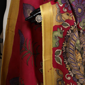 Srikalahasti Pen Work Kalamkari Bangalore Silk Figure Handpainted Dupatta 53