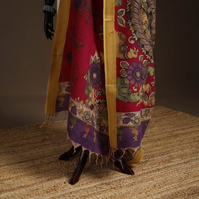 Srikalahasti Pen Work Kalamkari Bangalore Silk Figure Handpainted Dupatta 53