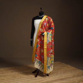 Srikalahasti Pen Work Kalamkari Bangalore Silk Figure Handpainted Dupatta 54