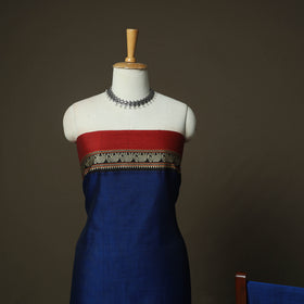Blue - Dharwad Woven Mercerised Cotton 3pc Unstitched Dress Material Suit Set 73
