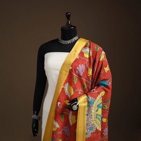 Srikalahasti Pen Work Kalamkari Bangalore Silk Figure Handpainted Dupatta 54