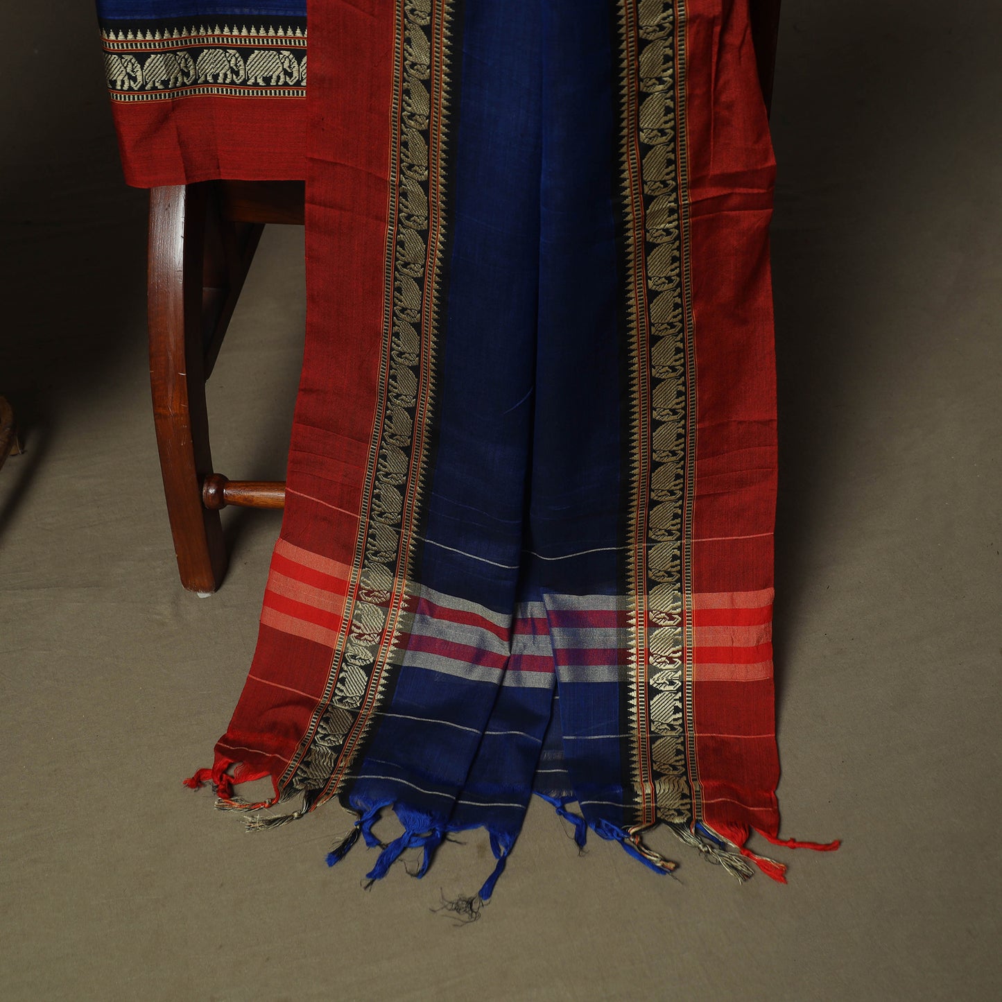 Blue - Dharwad Woven Mercerised Cotton 3pc Unstitched Dress Material Suit Set 73