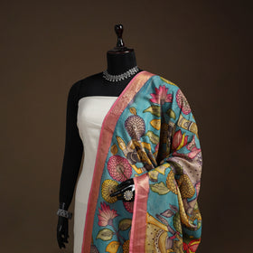 Srikalahasti Pen Work Kalamkari Bangalore Silk Figure Handpainted Dupatta 55