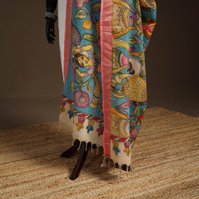 Srikalahasti Pen Work Kalamkari Bangalore Silk Figure Handpainted Dupatta 55