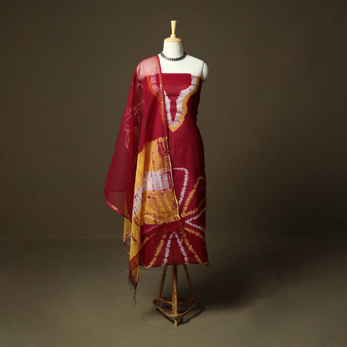 Kota Doria Cotton Shibori Tie-Dye 3pc Unstitched Dress Material 20